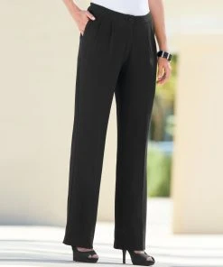 Wide-Leg Crêpe Trousers -Damart shop 12342 17010 F 1 HD 3