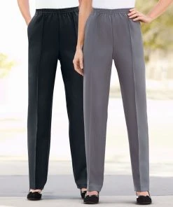 Pack Of 2 Ladies Pull-On Trousers 22 Pack Of 2 Ladies Pull-On Trousers -Damart shop 27085 11016 F 1 HD 3