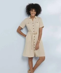 Linen Look Shirt Dress