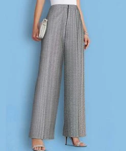 Herringbone Wide Leg Trouser