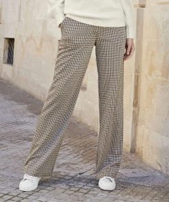Beige Check Trousers