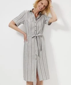 Button-Through Linen Mix Dress