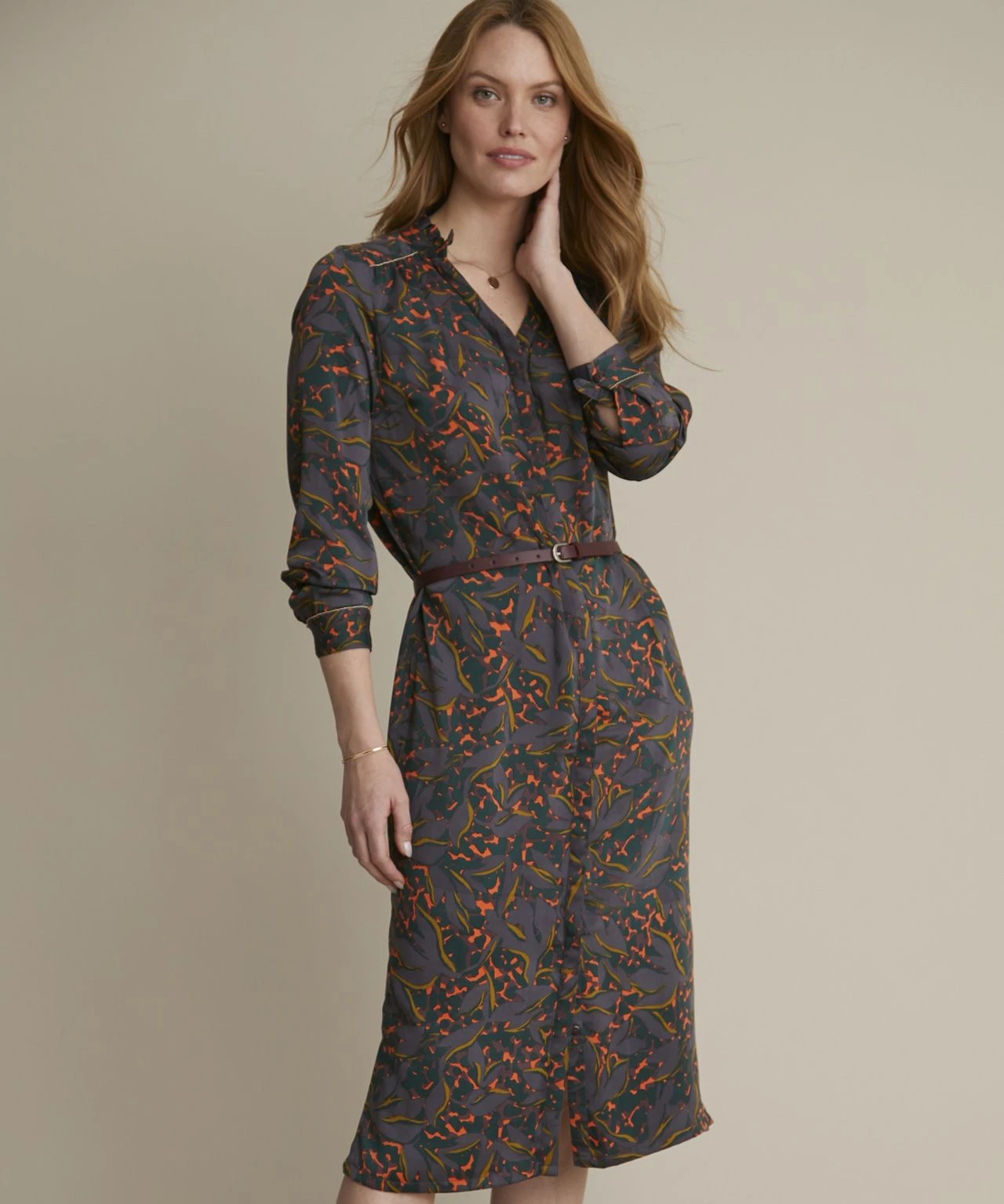 Frill Neck Shirt Dress 3 Frill Neck Shirt Dress