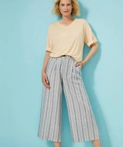 Striped Linen Mix 7/8 Trousers