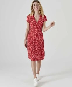 Jersey Print Mock Wrap Dress -Damart shop 70814 23993 D 1 HD 3