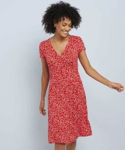 Jersey Print Mock Wrap Dress -Damart shop 70814 23993 F 1 HD 3