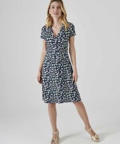 Jersey Print Mock Wrap Dress -Damart shop 70814 24090 D 1 HD 3