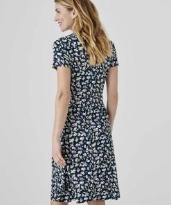 Jersey Print Mock Wrap Dress -Damart shop 70814 24090 D 2 HD 3