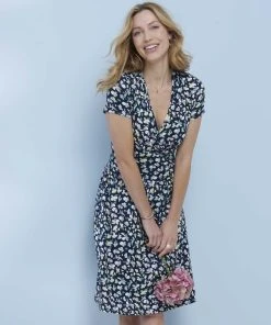 Jersey Print Mock Wrap Dress -Damart shop 70814 24090 F 1 HD 3