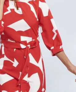 Red Print Dress -Damart shop 70822 24123 D 2 HD 3