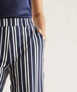 Jersey Striped Crop Trousers -Damart shop 71020 24013 D 3 HD 3