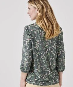 Green Floral Print Blouse -Damart shop 71168 23742 D 2 HD 3