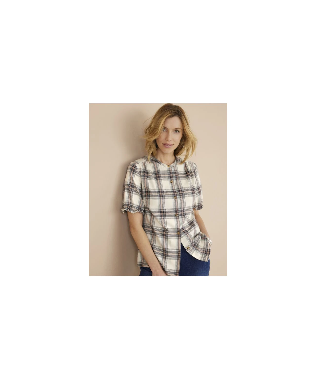 Beige Check Blouse 3 Beige Check Blouse