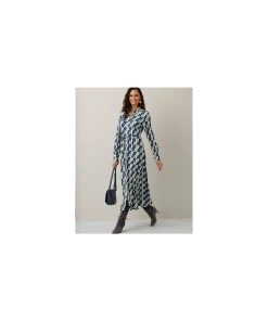 Geo Print Flared Jersey Dress 22 Geo Print Flared Jersey Dress -Damart shop 73528 24852 F 1 HD 3