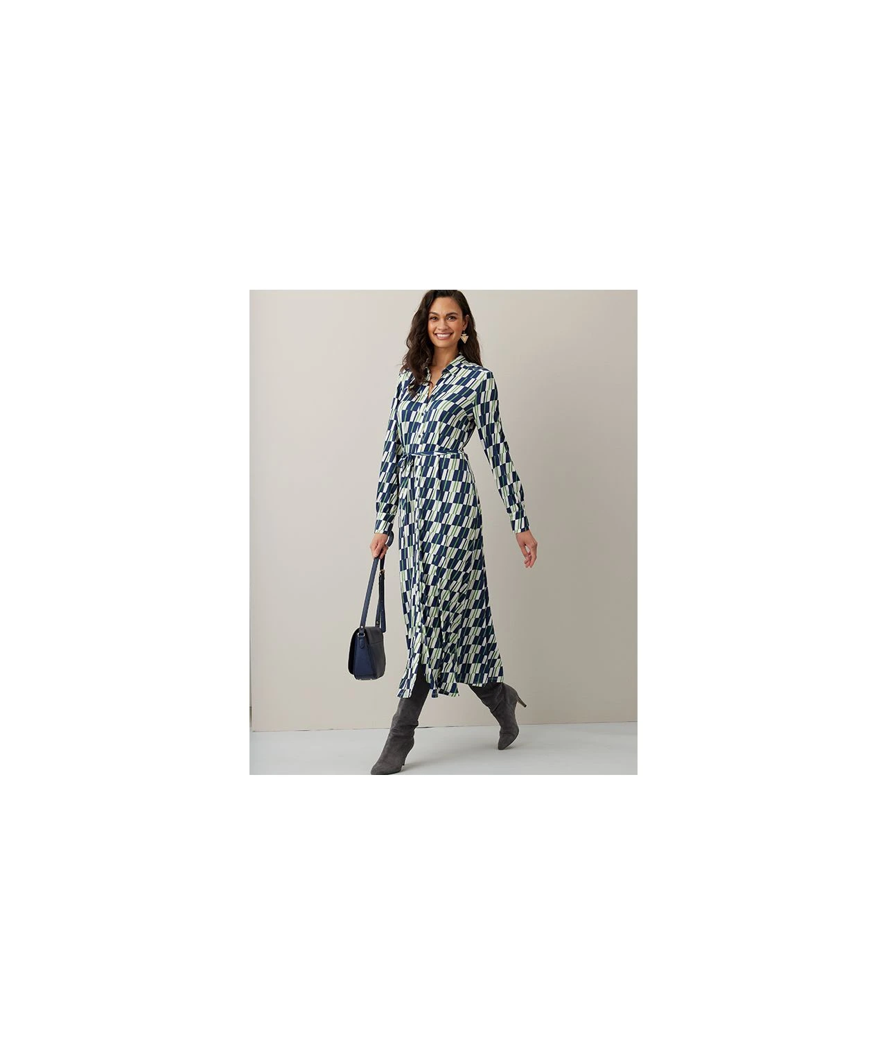 Geo Print Flared Jersey Dress 11 Geo Print Flared Jersey Dress - Image 9